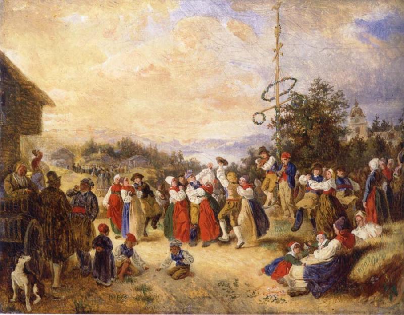 Midsommardans in Wheel, unknow artist